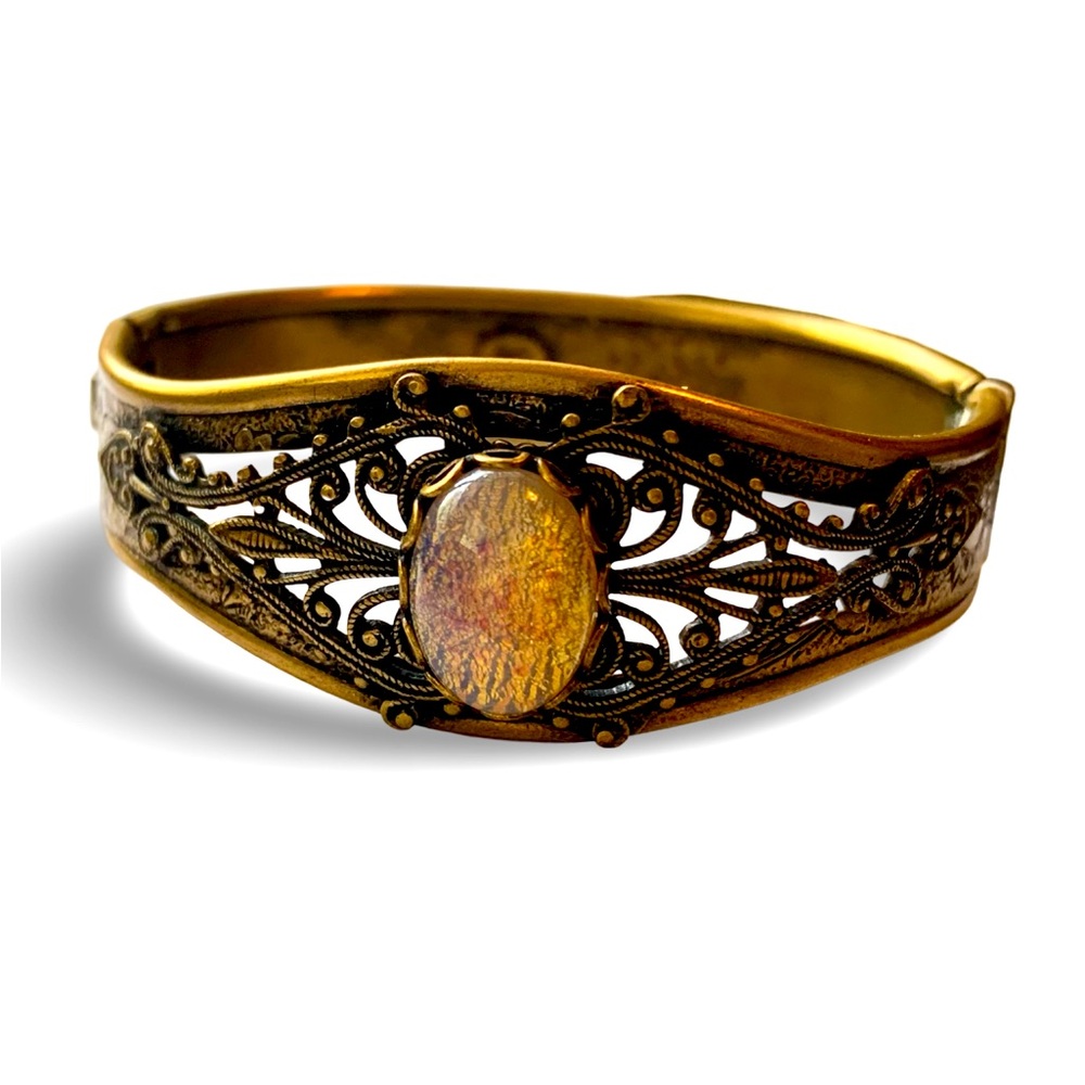 Vintage Sadie Green Copper Victorian Style Bracelet